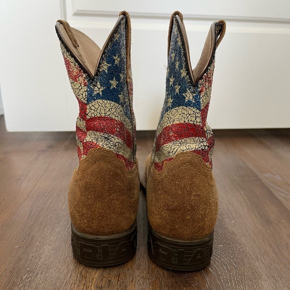 Ariat Youth Stars and Stripes American Flag Leather Cowboy Boots Size 5.5 Men - Picture 4 of 12